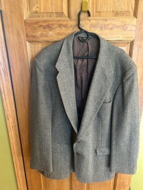 Classic Men's Herringbone Blazer - Brown-size 48 long